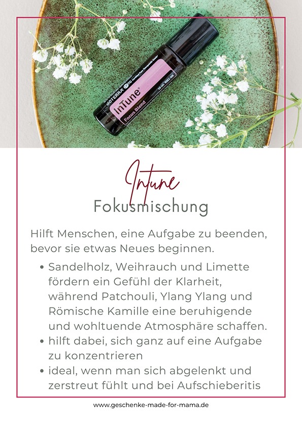 Dranbleiben statt aufschieben – InTune Fokusmischung für mehr Konzentration | Blog Geschenke made for Mama doTERRA InTune Fokusmischung unterstützt Konzentration und hilft dabei, bei einer Aufgabe dranzubleiben und Aufschieberitis zu überwinden.