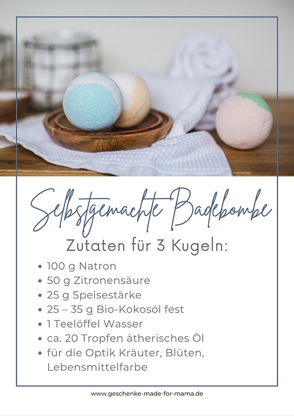 Selbstgemachte Badebombe mit ätherischen Ölen als duftendes DIY Weihnachtsgeschenk für entspannte Wohlfühlmomente
