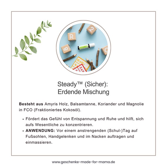 Steady erdende Mischung der doTERRA Kids Collection für Kinder ab 4 Jahren mit Amyris, Balsamtanne, Koriander und Magnolie
