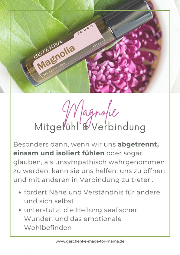 Magnolie ätherisches Öl – Mitgefühl stärken und Verbindung finden Magnolie ätherisches Öl – unterstützt Mitgefühl, emotionale Heilung und Verbindung bei Einsamkeit und innerer Isolation