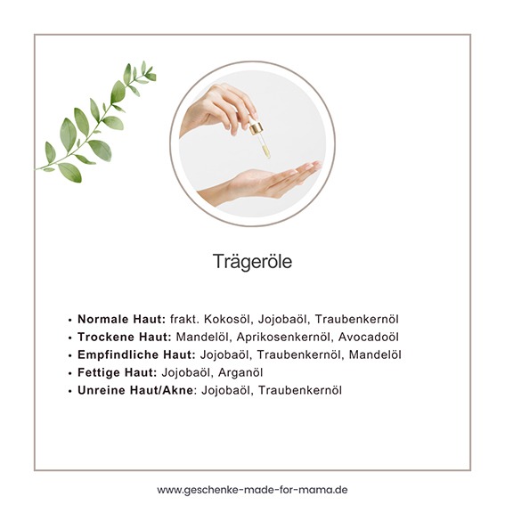 Trägeröle für die Hautpflege mit ätherischen Ölen nach Hauttyp Trägeröle für die Hautpflege mit ätherischen Ölen – Übersicht für normale, trockene, empfindliche und unreine Haut