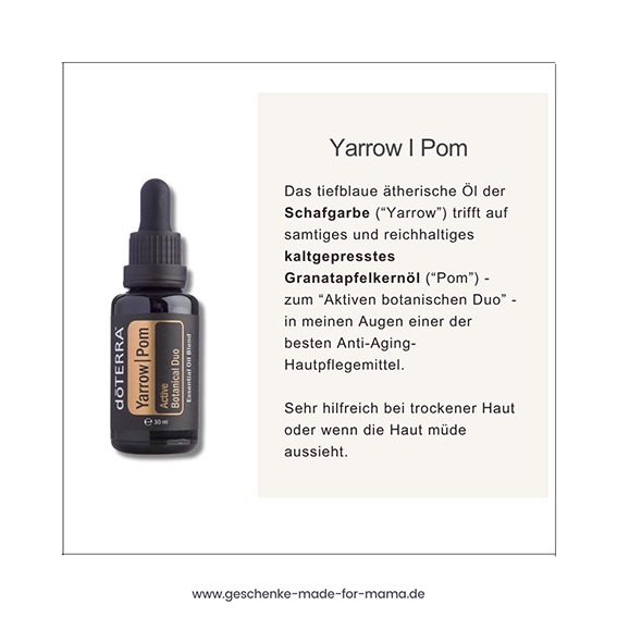 Yarrow Pom Anti-Aging Hautpflege mit ätherischen Ölen Yarrow Pom mit Schafgarbenöl und Granatapfelkernöl – natürliches Anti-Aging Serum mit ätherischen Ölen