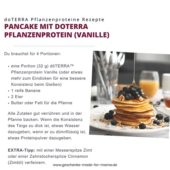Pancakes mit doTERRA Pflanzenprotein, Banane und Hafer – proteinreich, vegan und schnell zubereitet