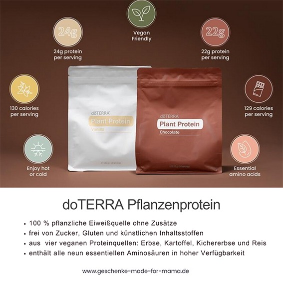 doTERRA Pflanzenprotein Vanille und Schoko – 100 % pflanzlich, frei von Zucker und Gluten, aus Erbse, Kartoffel, Kichererbse und Reis, alle neun essentiellen Aminosäuren