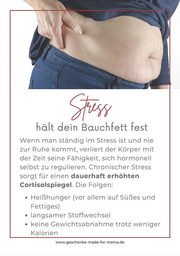 Stress hält Bauchfett fest – hoher Cortisolspiegel führt zu Heißhunger, langsamem Stoffwechsel und ausbleibender Gewichtsabnahme