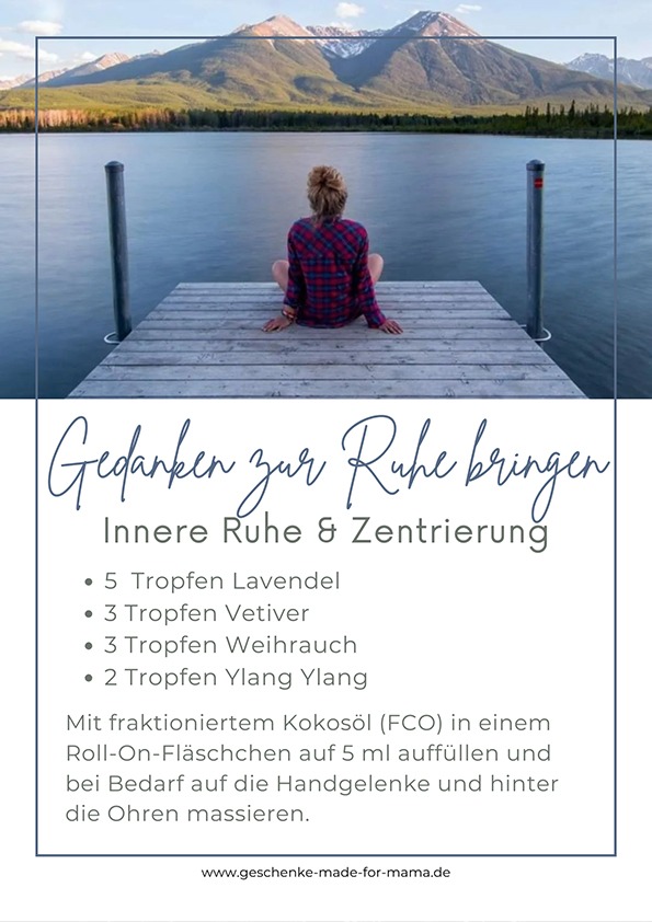 Gedanken zur Ruhe bringen – DIY Rezept Roll-On mit Vetiveröl Roll-On mit ätherischen Ölen zur Beruhigung der Gedanken – Mischung mit Vetiver, Lavendel, Weihrauch und Ylang Ylang