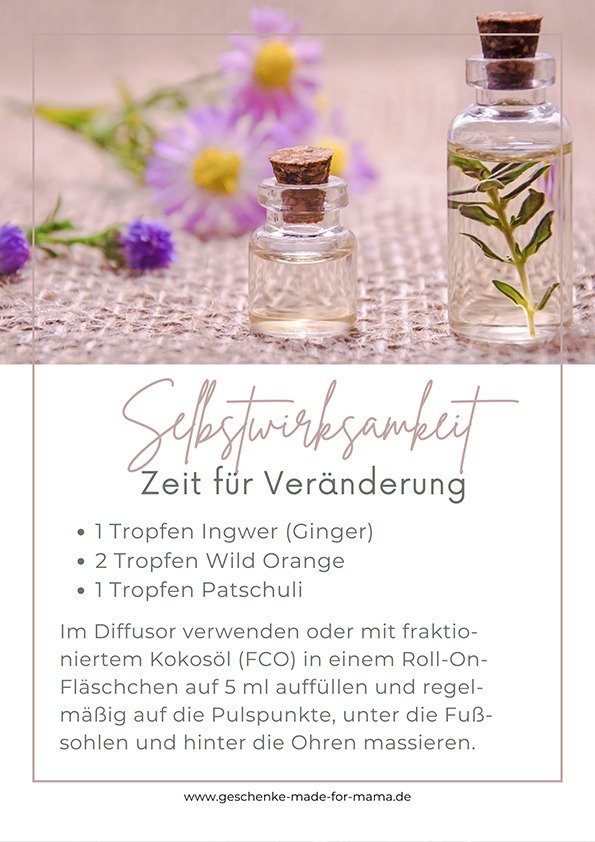 Ätherische Öle Mischung für Selbstwirksamkeit und Veränderung – Roll-On und Diffusor mit Ingwer, Wild Orange und Patchouli