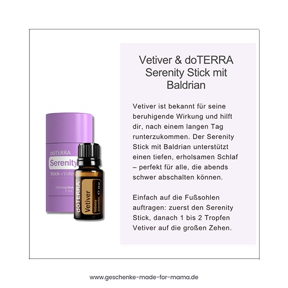 Vetiver und doTERRA Serenity Stick mit Baldrian Besser schlafen mit ätherischen Ölen