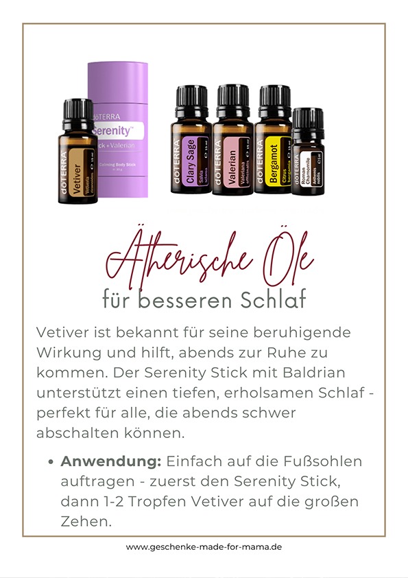 Vetiver ätherisches Öl und doTERRA Serenity Stick mit Baldrian für entspanntes Einschlafen und erholsamen Schlaf