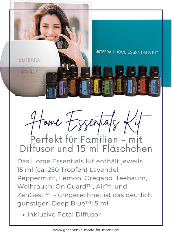 doTERRA Home Essentials Kit – Ätherische Öle Set mit Diffusor für Einsteiger doTERRA Home Essentials Kit mit Diffusor und 10 ätherischen Ölen – ideal zum Anfangen mit ätherischen Ölen für Familien