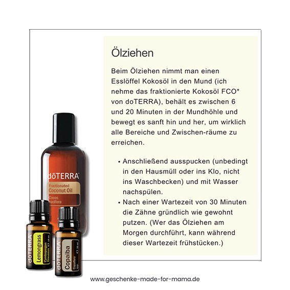 Ölziehen mit Kokosöl, Copaiba und Lemongrass von doTERRA für gesunde Zähne und Zahnfleisch