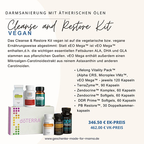 Darmsanierung mir ätherischen Ölen doTERRA Cleanse and Restore Kit vegan online bestellen Blog Geschenke made for Mama