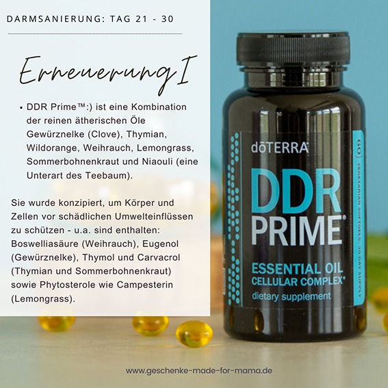 Mit ätherischen Ölen natürlich entgiften mit doTERRA DDR Prime Aufbauphase Darmsanierung mit ätherischen Ölen Blog Geschenke made for Mama