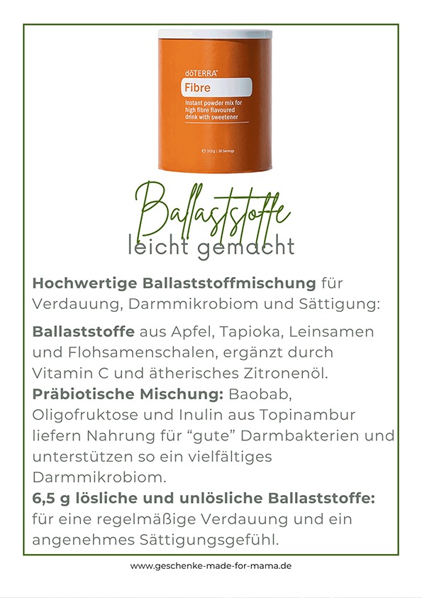 doTERRA Fibre mit Ballaststoffen zur Unterstützung von Verdauung, Darmgesundheit und Sättigungsgefühl