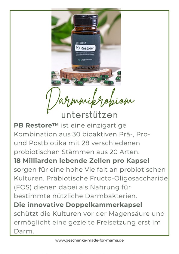 PB Restore mit Prä-, Pro- und Postbiotika zur Unterstützung eines vielfältigen Darmmikrobioms