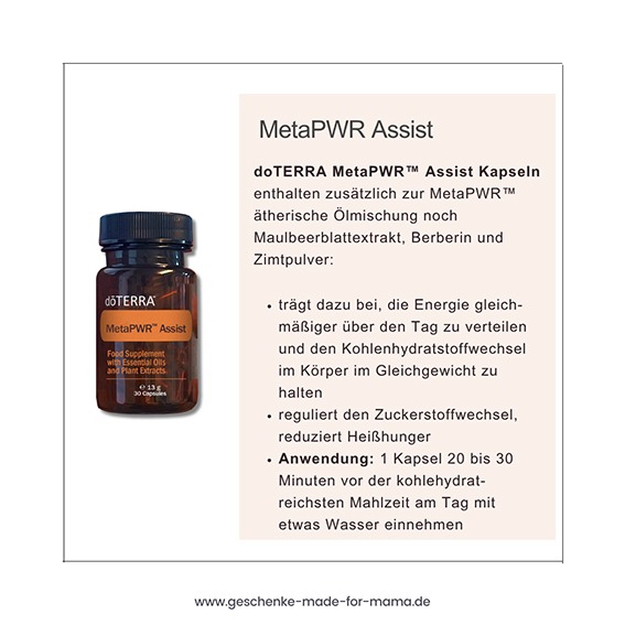 Meta PWR Assist Kapseln für den Stoffwechsel mit Berberin Maulbeerblattextrakt und Zimtpulver