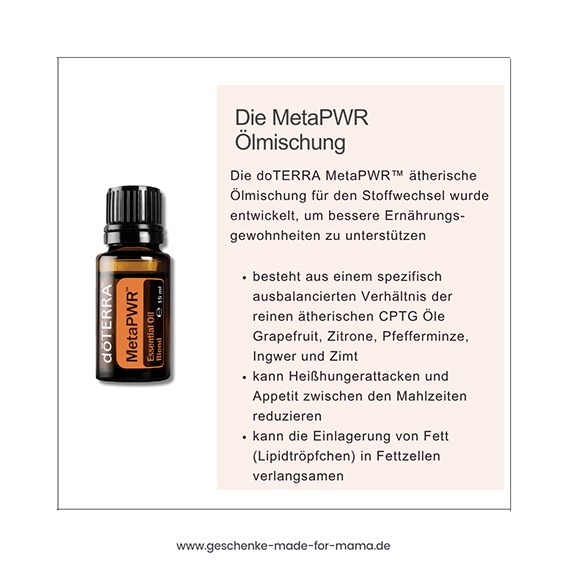 Übersicht Vorteile doTERRA MetaPWR ätherische Ölmischung für den Stoffwechsel