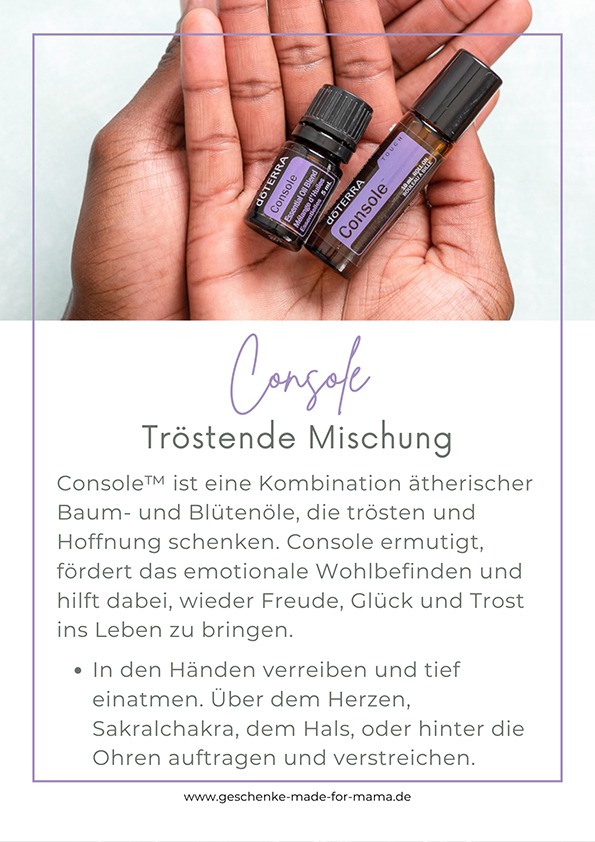 Console ätherische Ölmischung – Trost und emotionale Balance bei Verlust und Trauer Console ätherische Ölmischung für Trost und emotionale Unterstützung – hilft bei Trauer, Verlust und schenkt Hoffnung