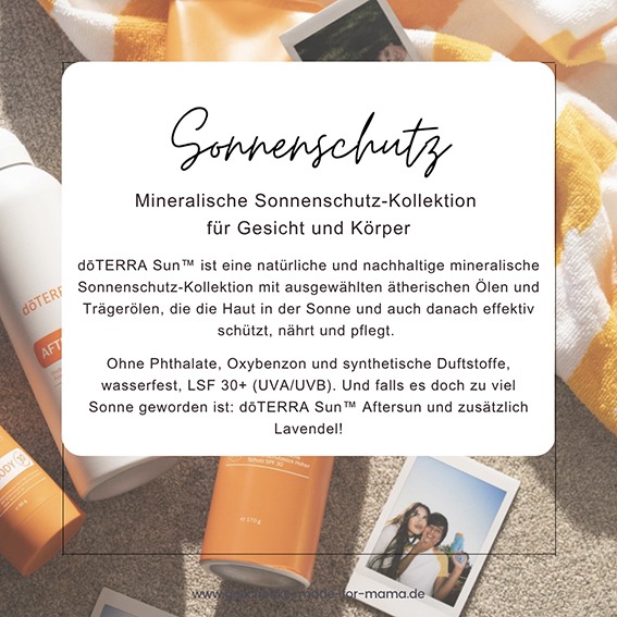 Sonnenschutz-mit-aetherischen-Oelen doTERRA Sonnenschutz Reiseapotheke mit ätherischen Ölen Blog Geschenke made for Mama