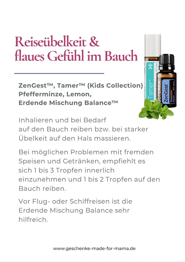 Ätherische Öle gegen Reiseübelkeit | Blog Geschenke made for Mama Ätherische Öle im Urlaub zur natürlichen Unterstützung bei Reiseübelkeit und flauem Gefühl im Bauch und Reisen unterwegs
