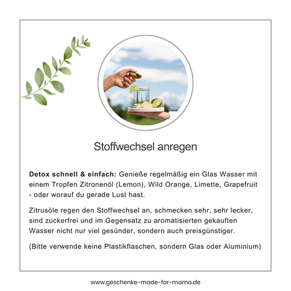 Detox Wasser mit ätherischen Ölen aus Zitrone und Grapefruit für natürliche Entgiftung und neue Energie