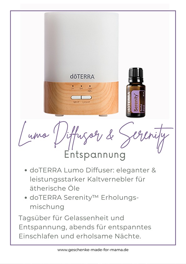 Geschenke für Mama – Entspannung schenken mit Lumo Diffuser und Serenity Öl Geschenke für Mama – Lumo Diffuser und Serenity Mischung für Entspannung und Ruhe im Alltag