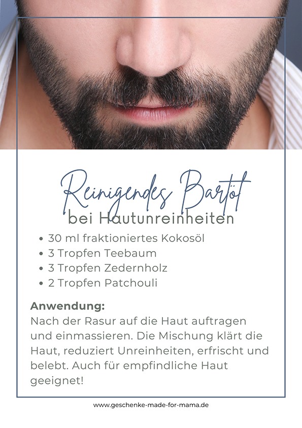 Ätherische Öle für Männer reinigendes Bartöl mit Teebaum gegen Hautunreinheiten und für gepflegte Haut