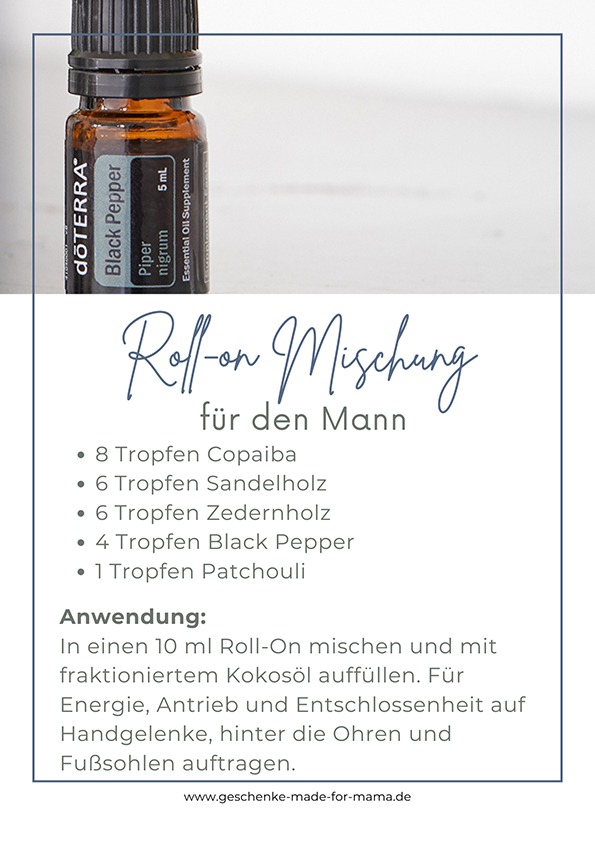 Ätherische Öle für Männer Roll-on Mischung für Fokus, Energie und Entschlossenheit im Alltag